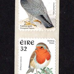 1997 Ireland 32p Definitive self-adhesive coil stamps Sprintpak print Peregrine Falcon and Robin Definitive Stamps Mint Never Hinged (MNH)