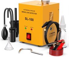 SL100 Smoke Machine Automotive Leak Detector, DC12V EVAP Evap Vacuum Smoke Diagnostic Tester, Pipeline Fuel Leakage Detector for Motorcycle/Car/Truck, Yellow