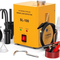 SL100 Smoke Machine Automotive Leak Detector, DC12V EVAP Evap Vacuum Smoke Diagnostic Tester, Pipeline Fuel Leakage Detector for Motorcycle/Car/Truck, Yellow