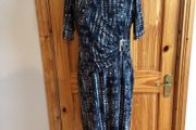Alex and  Co Ladies black and white stretch pencil dress size Uk 16 postage included