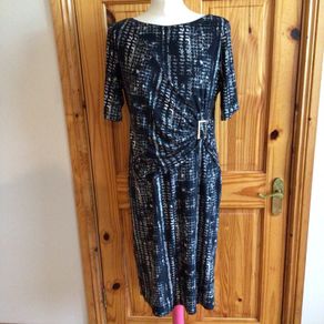 Alex and  Co Ladies black and white stretch pencil dress size Uk 16 postage included