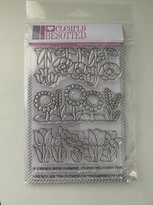 Clearly Besotted Floral borders photopolymer stamp set, brand new