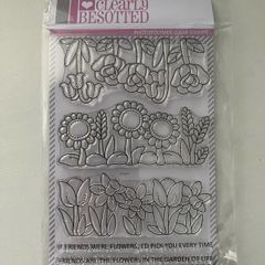 Clearly Besotted Floral borders photopolymer stamp set, brand new
