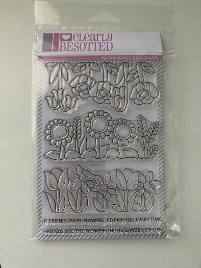 Clearly Besotted Floral borders photopolymer stamp set, brand new