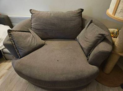 Large Grey Round Swivel Cuddle Chair