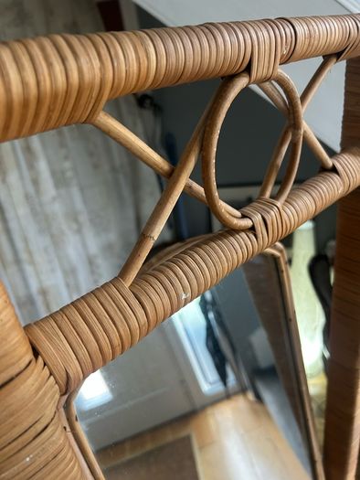 Vintage-Style Rattan Full-Length Floor Mirror (Boho/Cheval Style)