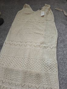 long cream knitted dress