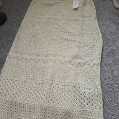 long cream knitted dress