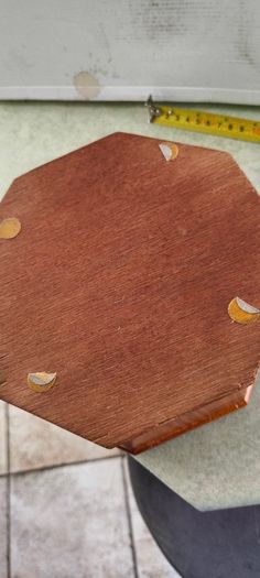 Vintage Octagonal Wood Jewelry Box: Lether Inlay, Mirrored Storage