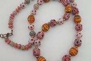 Antique Venetian Style Mix Eyes &amp; Feather Desgin Glass Beads Necklace