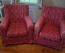2 IKEA Jenny Lund Red & White Patterned Armchairs