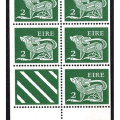 1975 Ireland Gerl Definitive 2p Definitive Stamp Booklet Pane (Hibernian HP19) Mint Never Hinged (MNH)