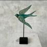 Flying Swallow - Patinated Bronze, Metal Stand Image 7