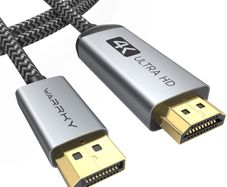 WARRKY 4K DisplayPort to HDMI Cable, [Nylon Braided, Alloy Case, Gold-Plated] One-Way Transmission DP 1.2 Computer to HDMI 1.4 Screen, Compatible with Lenovo, Dell, HP, Asus and more-1.8m/6ft