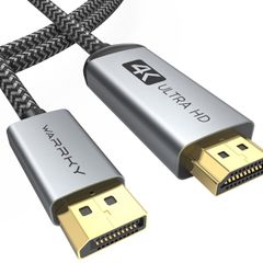WARRKY 4K DisplayPort to HDMI Cable, [Nylon Braided, Alloy Case, Gold-Plated] One-Way Transmission DP 1.2 Computer to HDMI 1.4 Screen, Compatible with Lenovo, Dell, HP, Asus and more-1.8m/6ft