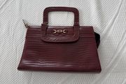 Beautiful Wine Crocodile type leather Handbag