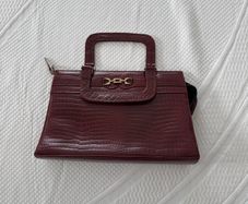 Beautiful Wine Crocodile type leather Handbag