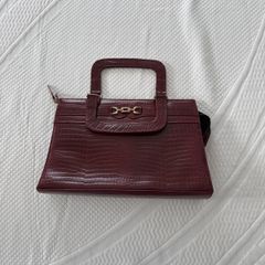 Beautiful Wine Crocodile type leather Handbag