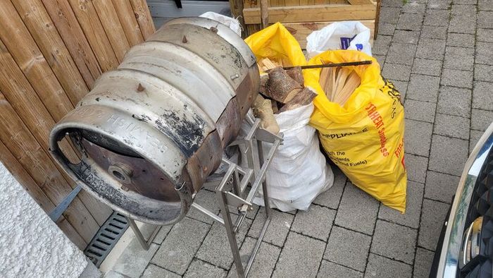 Good for big party. Handmade Stainless Steel BBQ & Firewood (6 Bags)