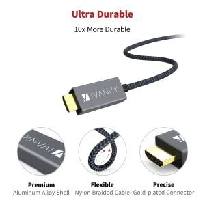 iVANKY 2M DisplayPort (Male) to HDMI (Male) 1080P Gold-Plated/Nylon-Braided Cable (Brand New/Warranty)