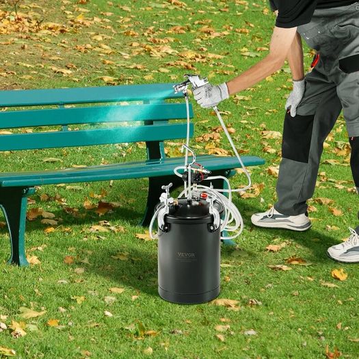 Spray Paint Pressure Pot 15L/3.75gal Pressure Pot Tank, 60 psi Adjustale Pressure, Steel Pressure Pot Paint Tank with Spray Gun, Hoses, Pressure Gauge, for Home Decor and Industry Painting
