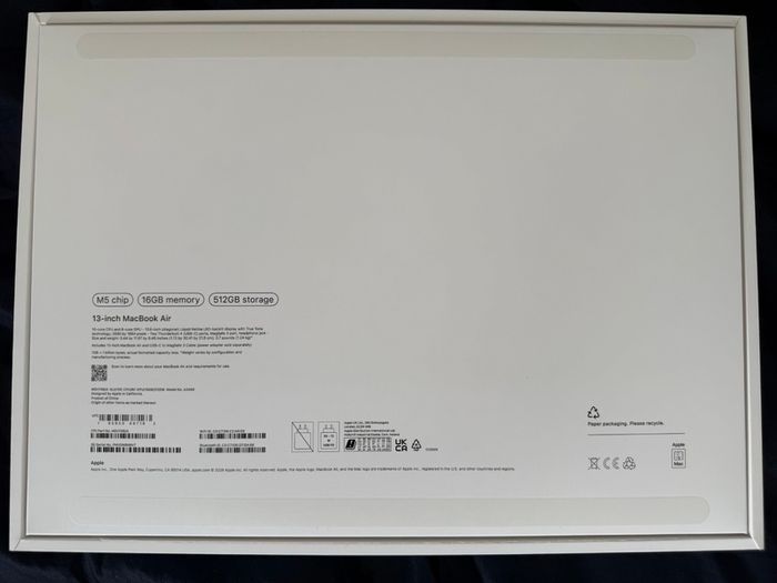 Apple MacBook Air 2026 13in M5 16GB 512GB - Silver