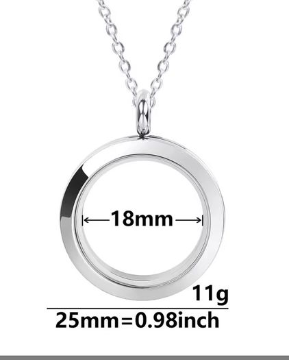 Silver tone floating locket pendant