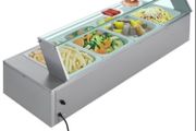 Buffet Food Warmer Stainless Steel 4 Pans with Glass Shield Commercial Countertop Bain Marie 220v
