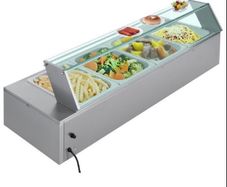 Buffet Food Warmer Stainless Steel 4 Pans with Glass Shield Commercial Countertop Bain Marie 220v