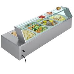 Buffet Food Warmer Stainless Steel 4 Pans with Glass Shield Commercial Countertop Bain Marie 220v