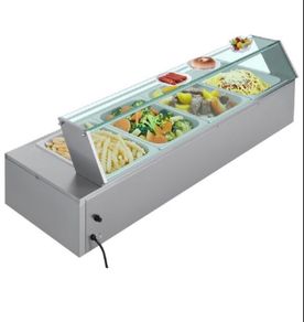 Buffet Food Warmer Stainless Steel 4 Pans with Glass Shield Commercial Countertop Bain Marie 220v