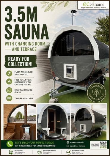 Ecohome.ie 3.5m Sauna with Fuel Stove