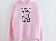 main image for ad Too cute to be sus Kinda Sus Hoodie Among Us Hoodie Among us love Amoung Gift for Among Us Lover Gamer Hoodie Imposter Gift