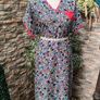 Vintage 80s Tunic dress monochrome with multicoloured print and red trim detail uk 14 Image 7