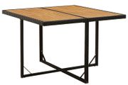 BN Garden Table Black 109x107x74 cm Poly Rattan &amp; Solid Wood Acacia