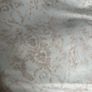 20 metre roll of blue/grey velvet with distressed French print in antique taupe upholstery fabric. Image 9