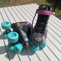 SFR Vision Canvas Kids Roller Skates (Floral Design) w/ safety pads