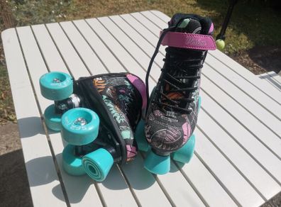 SFR Vision Canvas Kids Roller Skates (Floral Design) w/ safety pads