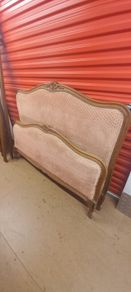 Antique French oak double size bed with two maching chairs in fantastic condition