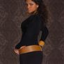 navy crop knitted top with puffer shoulder size s-m Image 2