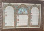 Alter card in ornate copper frame.