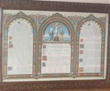 Alter card in ornate copper frame.