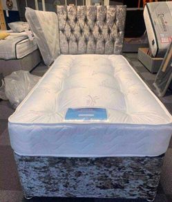 Brand New Stylish single Divan Beds.. Multiple Options Of Headboards. Tufted Memory Foam Mattresses Available. Drawers Storage Available