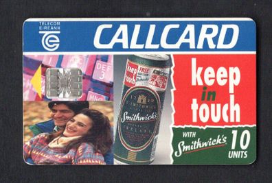 1995 Ireland 10 unit Smithwicks beer /Irish Ale, "Keep in touch with Smithwick's" (Schlumberger SC7) Call Card Used. Telecom Eireann card number 1103.