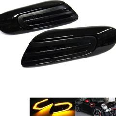2x Black Smoked Lens Side Indicator Amber LED Marker Repeater Light For 2013-2020 Cooper One Hatch F55 F56 Convertible F57