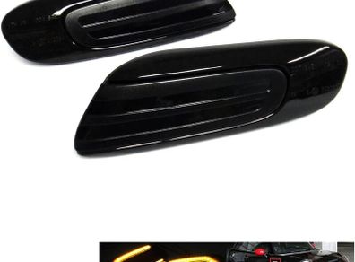 2x Black Smoked Lens Side Indicator Amber LED Marker Repeater Light For 2013-2020 Cooper One Hatch F55 F56 Convertible F57