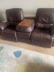 3 seat leather recliner couch