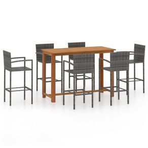 7 Piece Garden Bar Set Grey