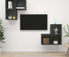 4 Piece TV Cabinet Set Grey Chipboard