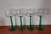 Fabulous Set of Four Vintage Retro Luminarc Long Emerald Green Stemmed Alsace White Wine Glasses, Made in France, Circa 1970, (Straight Stems)